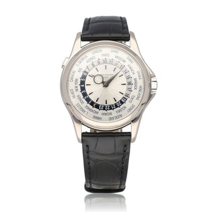 Complications World Time 40 white gold 2006 + papers | NEW PATEK STRAP