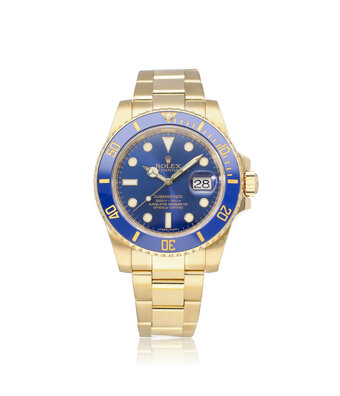 Rolex Submariner Date 40 yellow gold blue - bluesy ceramic Oyster 2015 B+P | NEW ROLEX SERVICE