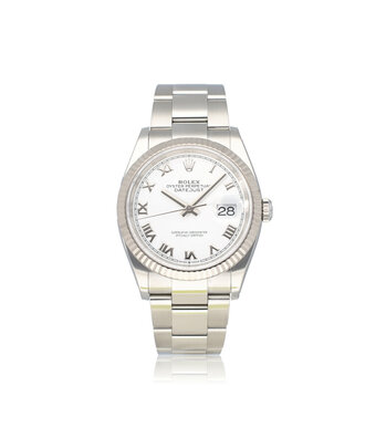 Rolex Datejust 36 steel - white gold roman Oyster 2022 B+P | NEW ROLEX SERVICE