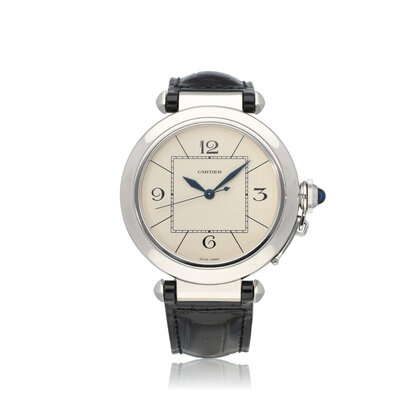 Pasha de Cartier  42 steel auto XL | ref. W3102755 | 2007 B+P | NEW CARTIER SERVICE