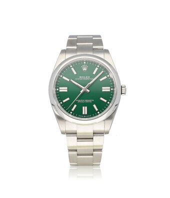 Rolex Oyster Perpetual 41 steel green domed Oyster - Bulbasaur - 2023 B+P | NEW ROLEX SERVICE