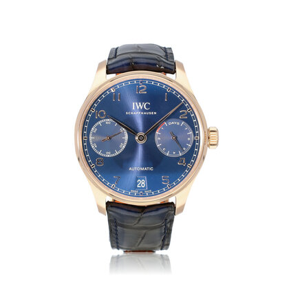 Portugieser Automatic 42 rose gold blue BTQ edition 2021 + papers | NEW IWC STRAP