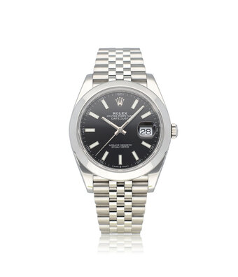 Rolex Datejust 41 steel black index domed Jubilee 2023 box + papers