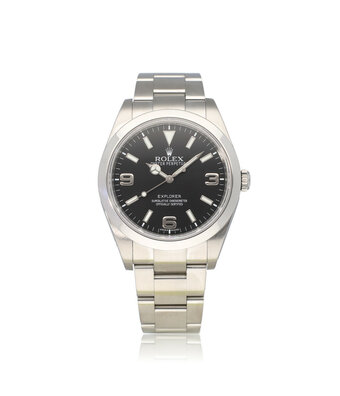 Rolex Explorer  39 steel black domed Oyster 2011 box + papers