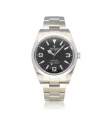 Rolex Explorer  39 steel black domed Oyster 2011 box + papers