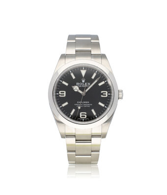 Rolex Explorer  39 steel black domed Oyster 2011 box + papers