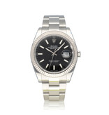Rolex Datejust 41 steel - white gold black fluted Oyster B+P | NEW ROLEX SERVICE