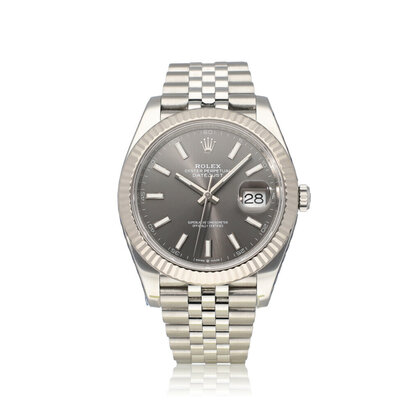 Datejust II 41 steel rhodium - slate - grey fluted Jubilee 2019 B+P | NEW ROLEX SERVICE