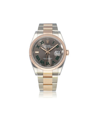 Rolex Datejust 36 steel gold Wimbledon grey / slate roman Oyster 2021 B+P | NEW ROLEX SERVICE