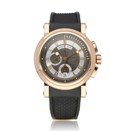 Marine Chronograph 42 rose gold grey / slate rubber 2021 box + papers