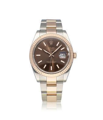 Rolex Datejust 41 steel - rose gold choco Oyster 2018 B+P | NEW ROLEX SERVICE