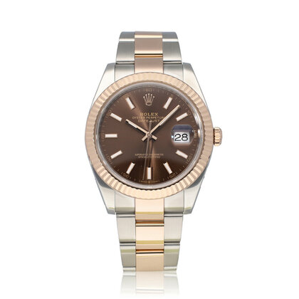 Datejust 41 steel - rose gold choco Oyster 2018 B+P | NEW ROLEX SERVICE