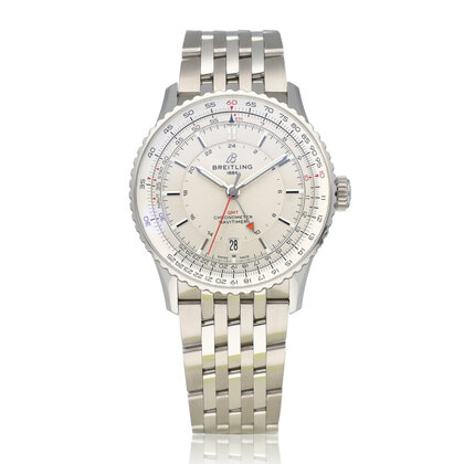 Navitimer Automatic GMT 41 steel silver 2024 box + papers