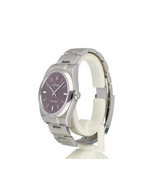 Rolex Oyster Perpetual 39 steel domed red grape Oyster 2016 box + papers