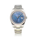 Rolex Datejust II 41 steel - white gold Oyster Azurro blue 2013 B+P | NEW ROLEX SERVICE