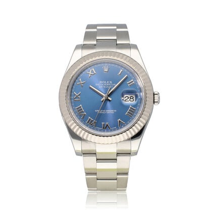 Datejust II 41 steel - white gold Oyster Azurro blue 2013 B+P | NEW ROLEX SERVICE