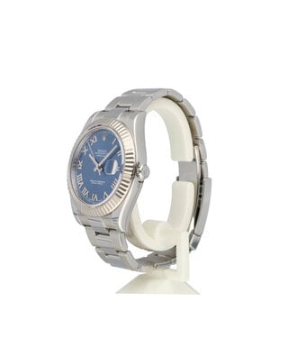 Rolex Datejust II 41 steel - white gold Oyster Azurro blue 2013 B+P | NEW ROLEX SERVICE