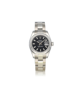 Rolex Lady-Datejust 26 steel domed black Oyster 2009 box + papers