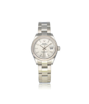 Rolex Lady-Datejust 28 steel - white gold silver index Oyster 2022 box + papers