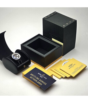 Breitling Navitimer 01 Chronograph 43 steel black leather strap 2013 B+P | NEW BREITLING SERVICE