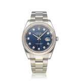 Rolex Datejust 41 steel - white gold blue diamond Oyster B+P | NEW ROLEX SERVICE