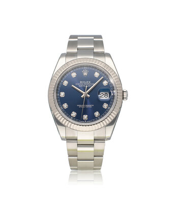Rolex Datejust 41 steel - white gold blue diamond Oyster B+P | NEW ROLEX SERVICE