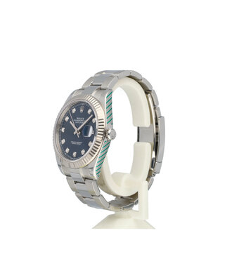 Rolex Datejust 41 steel - white gold blue diamond Oyster B+P | NEW ROLEX SERVICE