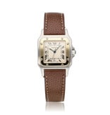 Cartier Santos de Cartier Galbée LM steel - yellow gold silver leather 1997 B+P | NEW CARTIER STR