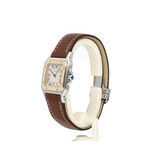 Cartier Santos de Cartier Galbée LM steel - yellow gold silver leather 1997 B+P | NEW CARTIER STR