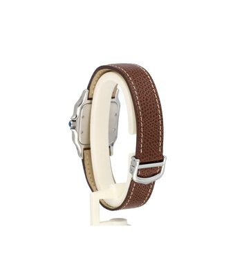 Cartier Santos de Cartier Galbée LM steel - yellow gold silver leather 1997 B+P | NEW CARTIER STR