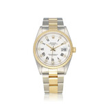 Rolex Date  34 steel - gold Oyster white roman diamond + papers | NEW ROLEX SERVICE