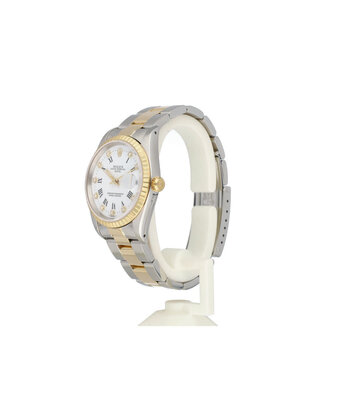 Rolex Date  34 steel - gold Oyster white roman diamond + papers | NEW ROLEX SERVICE