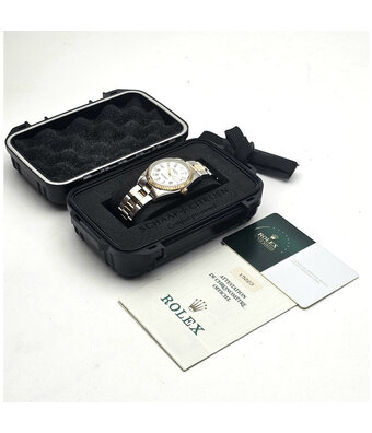 Rolex Date  34 steel - gold Oyster white roman diamond + papers | NEW ROLEX SERVICE
