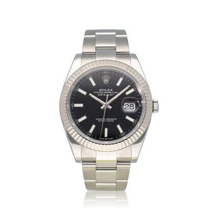 Datejust 41 steel - white gold black fluted Oyster 2023 box + papers