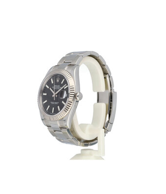 Rolex Datejust 41 steel - white gold black fluted Oyster 2023 box + papers