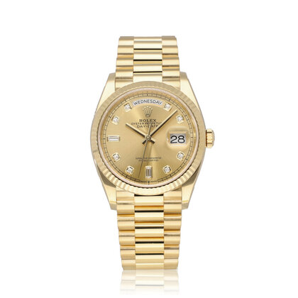 Day-Date 36 yellow gold champagne diamond President 2019 box + papers
