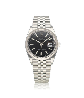 Rolex Datejust 36 steel - white gold fluted black Jubilee 2020 B+P | NEW ROLEX SERVICE