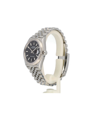 Rolex Datejust 36 steel - white gold fluted black Jubilee 2020 B+P | NEW ROLEX SERVICE