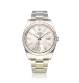 Rolex Datejust 41 steel - white gold silver index fluted Oyster 2024 box + papers