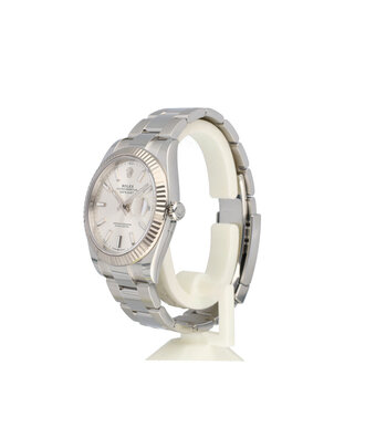 Rolex Datejust 41 steel - white gold silver index fluted Oyster 2024 box + papers