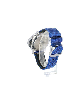 Panerai Luminor Due Luna 38 steel alligator strap blue 2025 box + papers