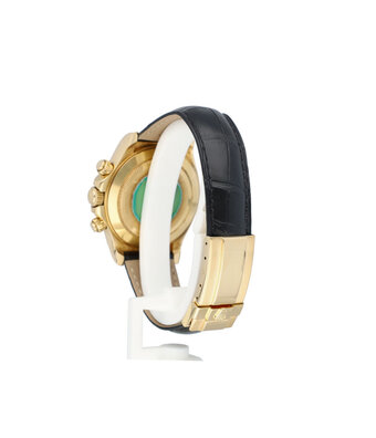 Rolex Daytona  40 yellow gold black dial / black leather P-serial 2002 box + papers