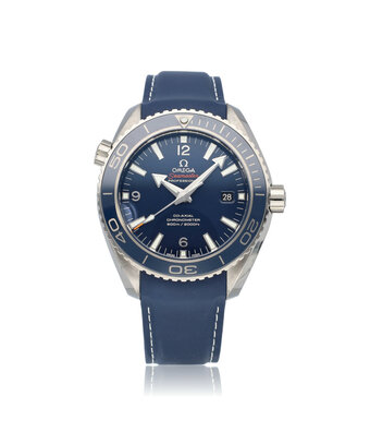 Omega Seamaster Planet Ocean 600M Co-Axial Chronometer 46 titanium blue rubber 2013 box + papers