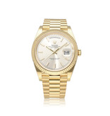 Rolex Day-Date 40 yellow gold silver President 2022 box + papers