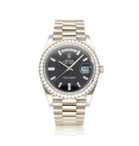 Rolex Day-Date 40 white gold black diamond dial factory diamond bezel President 2021 box + paper