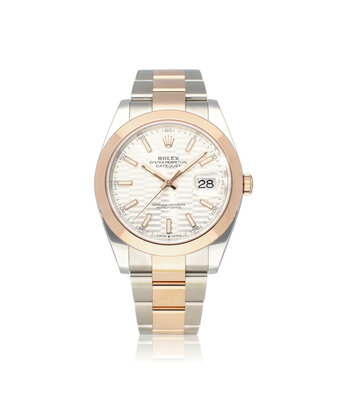 Rolex Datejust 41 steel - rose gold silver fluted / motif Oyster 2023 B+P