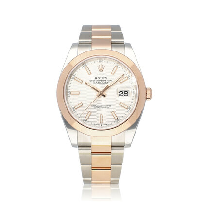 Datejust 41 2023 box + papers | steel - rose gold silver fluted / motif Oyster