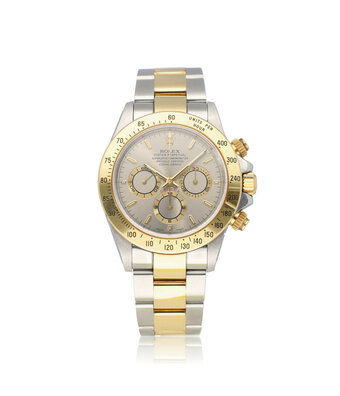 Rolex Daytona  40 steel - gold silver / grey 2000 B+P | NEW ROLEX SERVICE