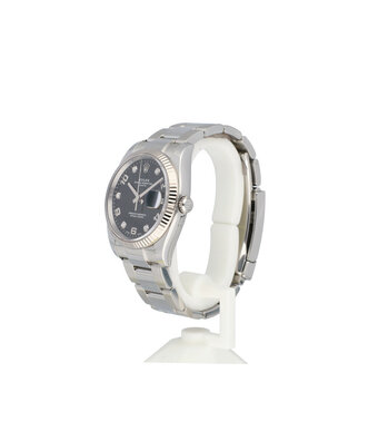 Rolex Date  34 steel black factory diamond Oyster - RANDOM SERIAL