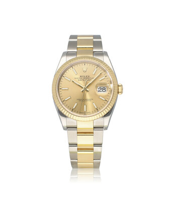 Rolex Datejust 36 steel - yellow gold fluted champagne Oyster 2019 B+P | NEW ROLEX SERVICE